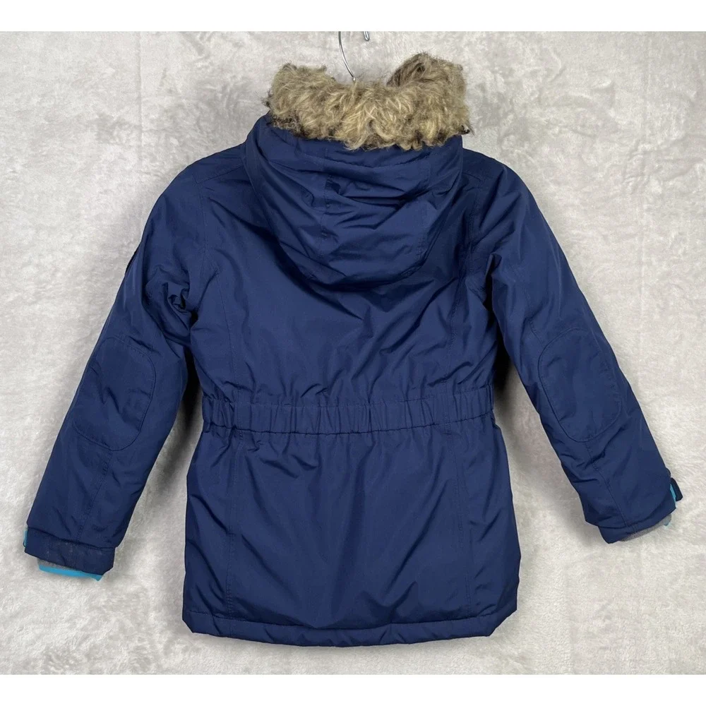Lands End Girls Coat Small 7-8‎ Expedition Down Parka Hood Grow Along Sherpa